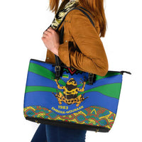 Indigenous Regions of Panama Embera-Wounaan Leather Tote Bag Frog Graphic and Indigenous Pattern Guardians of the Forest - Wonder Print Shop