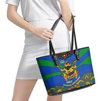 Indigenous Regions of Panama Embera-Wounaan Leather Tote Bag Frog Graphic and Indigenous Pattern Guardians of the Forest - Wonder Print Shop