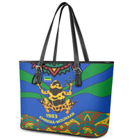 Indigenous Regions of Panama Embera-Wounaan Leather Tote Bag Frog Graphic and Indigenous Pattern Guardians of the Forest - Wonder Print Shop
