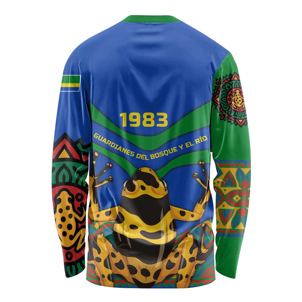 Indigenous Regions of Panama Embera-Wounaan Long Sleeve Shirt Frog Graphic and Indigenous Pattern Guardians of the Forest - Wonder Print Shop