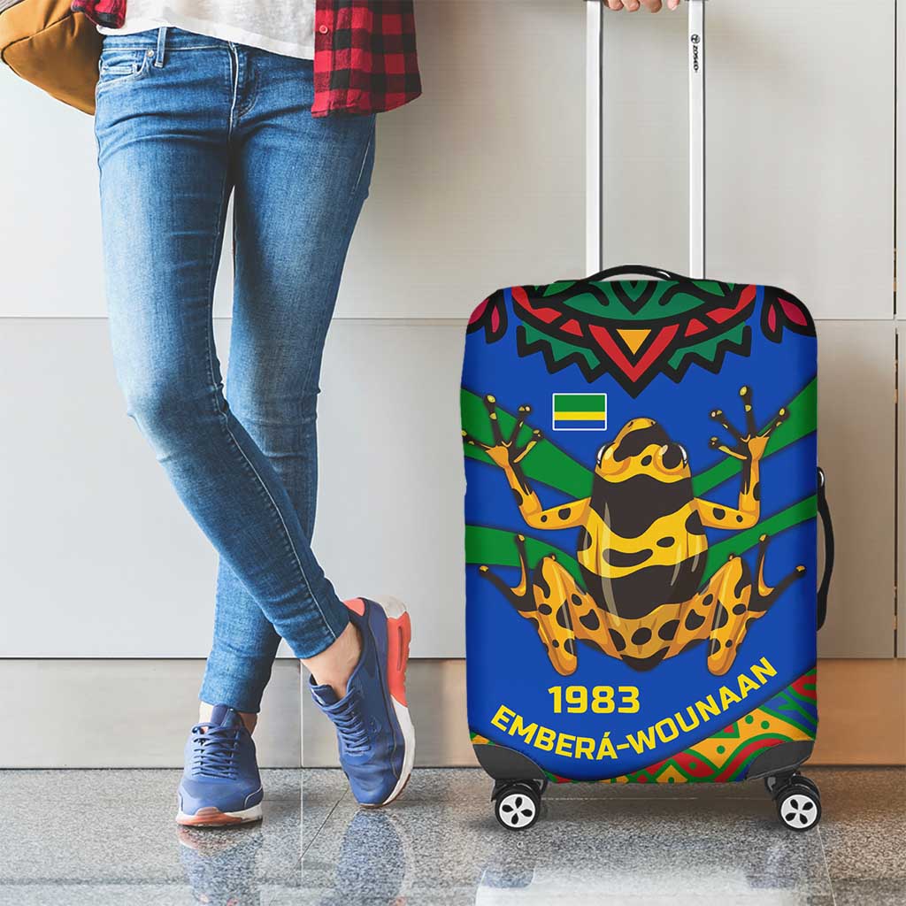 Indigenous Regions of Panama Embera-Wounaan Luggage Cover Frog Graphic and Indigenous Pattern Guardians of the Forest - Wonder Print Shop