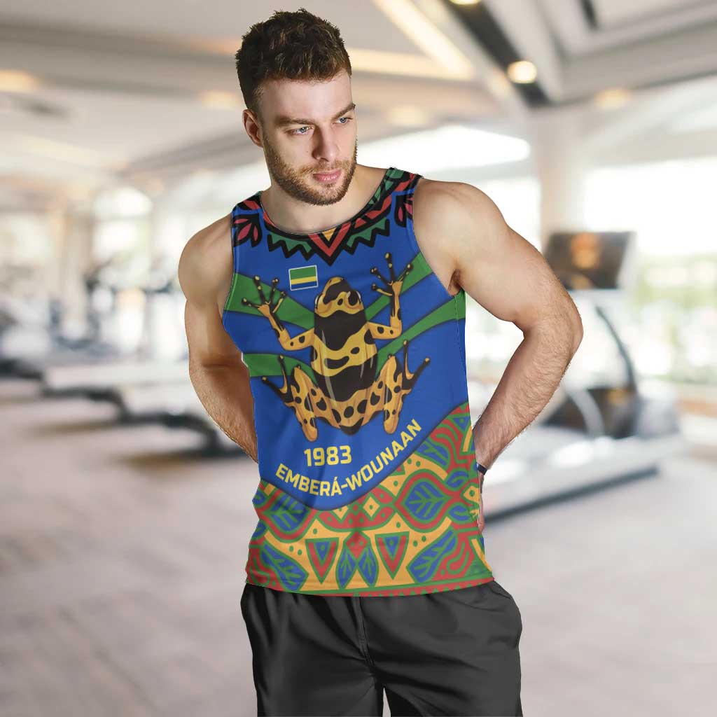 Indigenous Regions of Panama Embera-Wounaan Men Tank Top Frog Graphic and Indigenous Pattern Guardians of the Forest - Wonder Print Shop