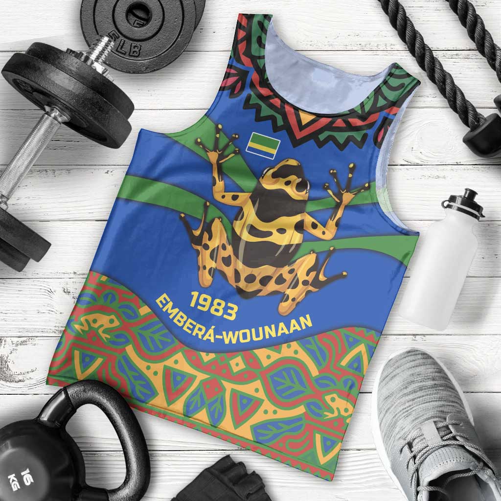 Indigenous Regions of Panama Embera-Wounaan Men Tank Top Frog Graphic and Indigenous Pattern Guardians of the Forest - Wonder Print Shop
