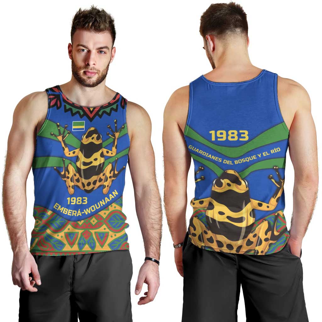 Indigenous Regions of Panama Embera-Wounaan Men Tank Top Frog Graphic and Indigenous Pattern Guardians of the Forest - Wonder Print Shop