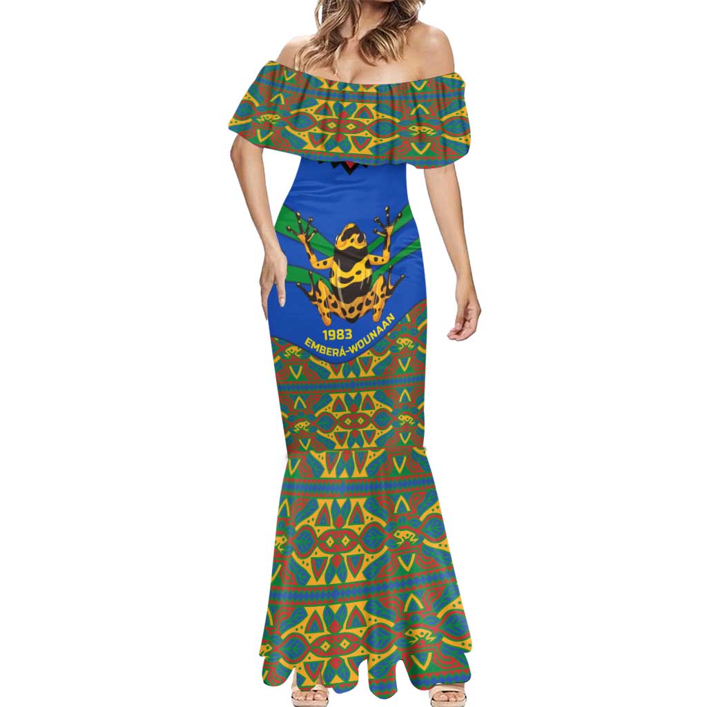 Indigenous Regions of Panama Embera-Wounaan Mermaid Dress Frog Graphic and Indigenous Pattern Guardians of the Forest - Wonder Print Shop