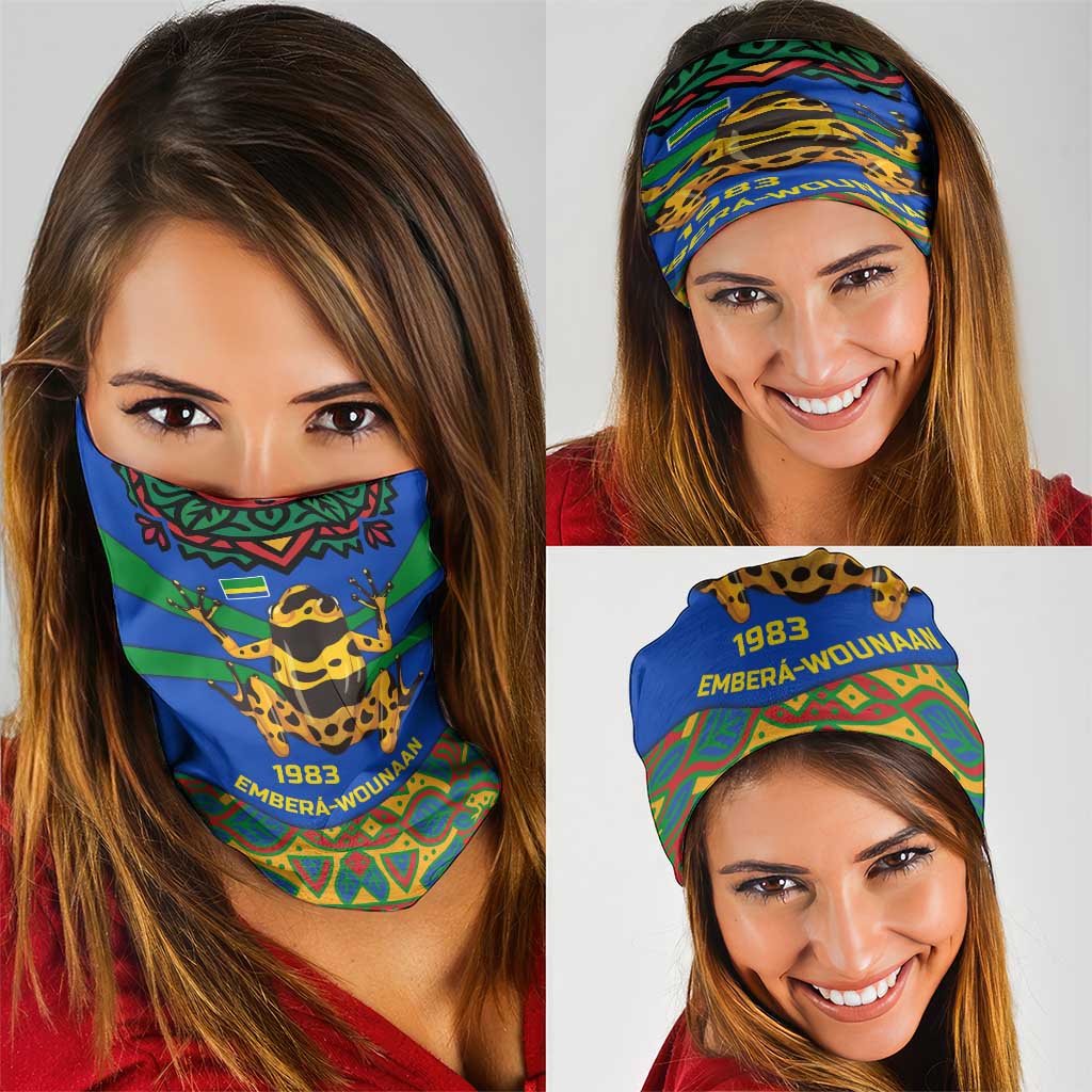 Indigenous Regions of Panama Embera-Wounaan Neck Gaiter Frog Graphic and Indigenous Pattern Guardians of the Forest - Wonder Print Shop