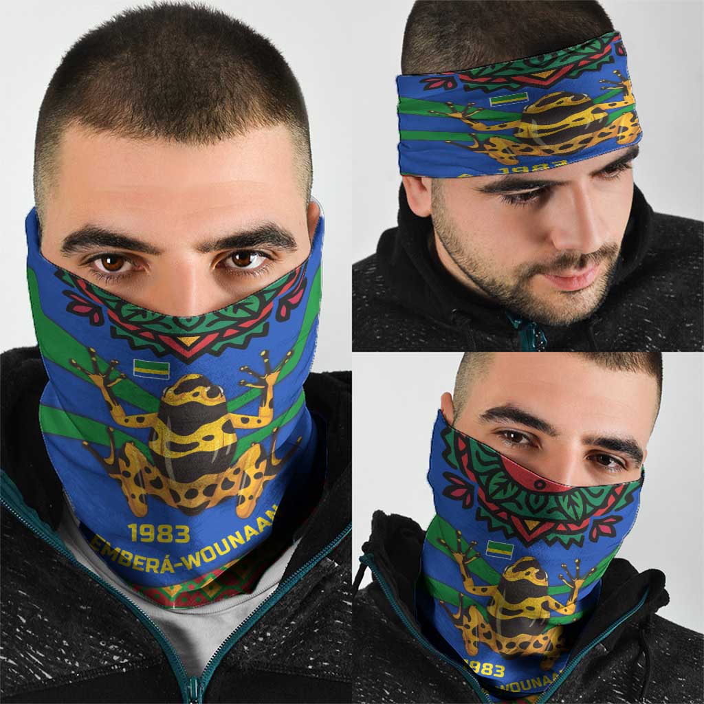 Indigenous Regions of Panama Embera-Wounaan Neck Gaiter Frog Graphic and Indigenous Pattern Guardians of the Forest - Wonder Print Shop