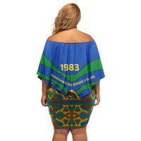 Indigenous Regions of Panama Embera-Wounaan Off Shoulder Short Dress Frog Graphic and Indigenous Pattern Guardians of the Forest - Wonder Print Shop