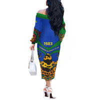 Indigenous Regions of Panama Embera-Wounaan Off The Shoulder Long Sleeve Dress Frog Graphic and Indigenous Pattern Guardians of the Forest - Wonder Print Shop