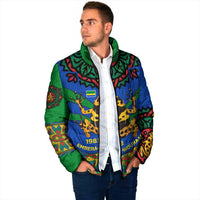 Indigenous Regions of Panama Embera-Wounaan Padded Jacket Frog Graphic and Indigenous Pattern Guardians of the Forest - Wonder Print Shop