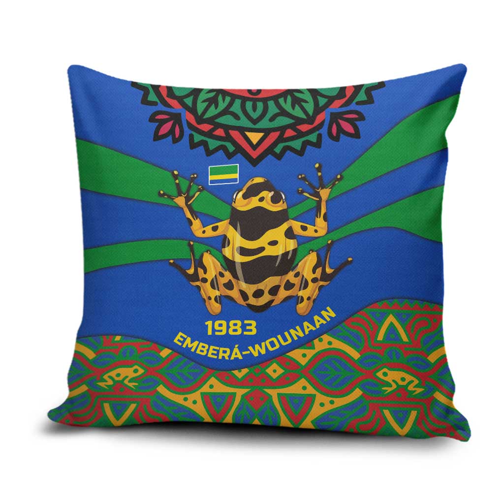 Indigenous Regions of Panama Embera-Wounaan Pillow Cover Frog Graphic and Indigenous Pattern Guardians of the Forest - Wonder Print Shop