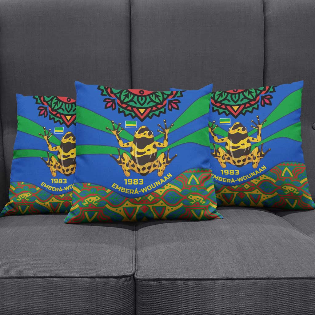 Indigenous Regions of Panama Embera-Wounaan Pillow Cover Frog Graphic and Indigenous Pattern Guardians of the Forest - Wonder Print Shop
