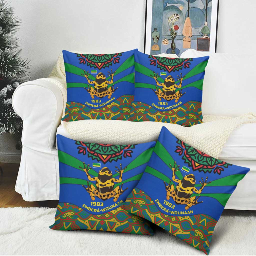 Indigenous Regions of Panama Embera-Wounaan Pillow Cover Frog Graphic and Indigenous Pattern Guardians of the Forest - Wonder Print Shop