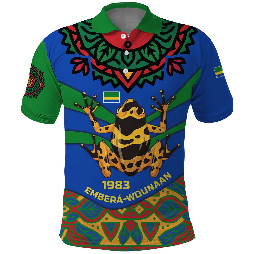 Indigenous Regions of Panama Embera-Wounaan Polo Shirt Frog Graphic and Indigenous Pattern Guardians of the Forest - Wonder Print Shop