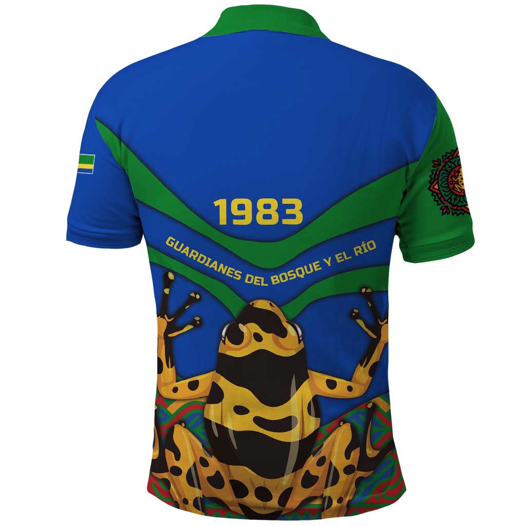 Indigenous Regions of Panama Embera-Wounaan Polo Shirt Frog Graphic and Indigenous Pattern Guardians of the Forest - Wonder Print Shop