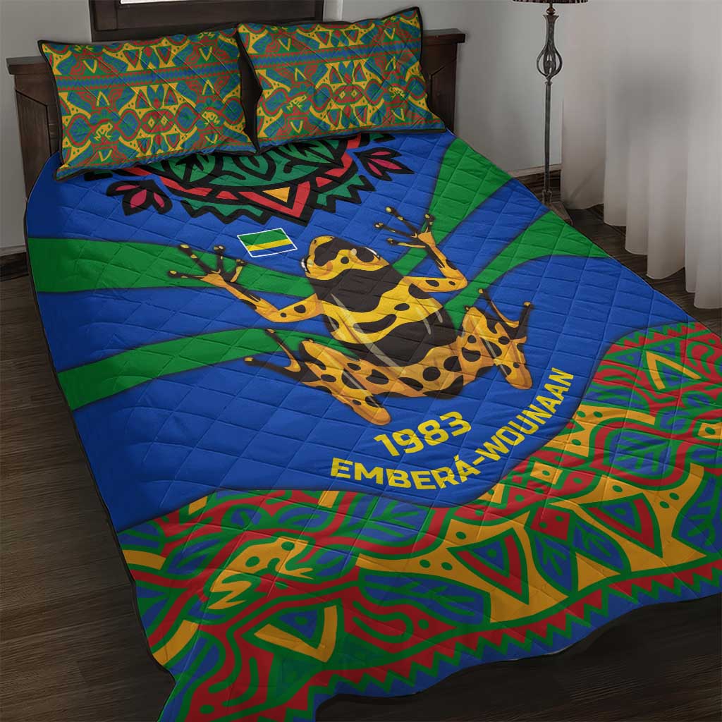 Indigenous Regions of Panama Embera-Wounaan Quilt Bed Set Frog Graphic and Indigenous Pattern Guardians of the Forest - Wonder Print Shop