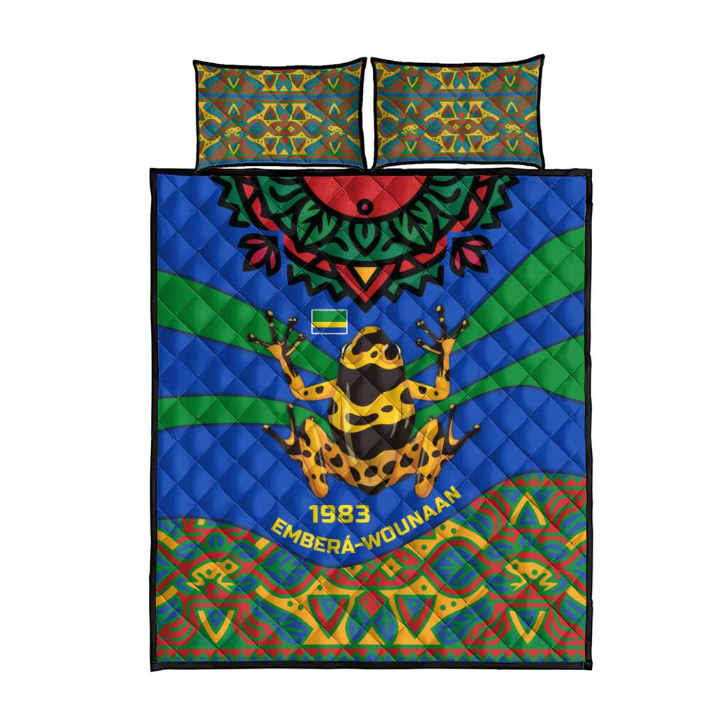Indigenous Regions of Panama Embera-Wounaan Quilt Bed Set Frog Graphic and Indigenous Pattern Guardians of the Forest - Wonder Print Shop