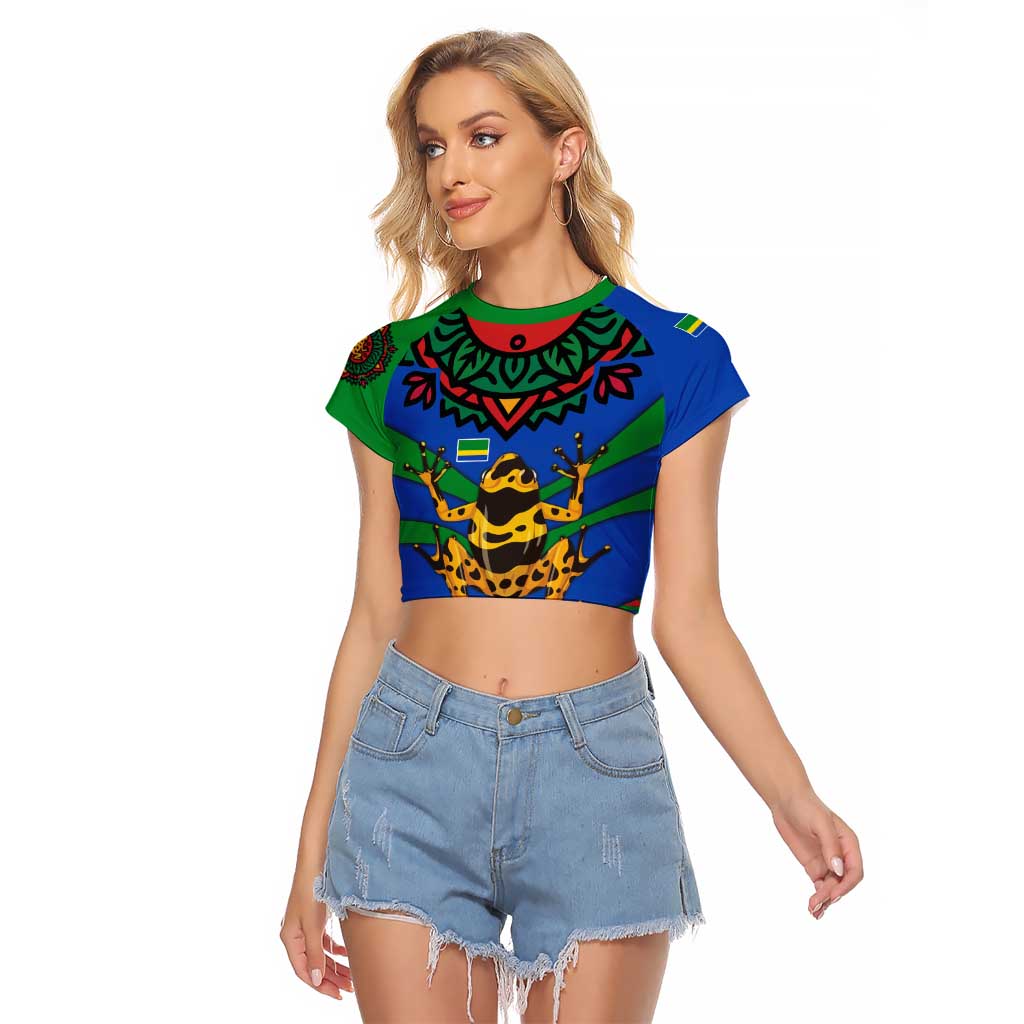 Indigenous Regions of Panama Embera-Wounaan Raglan Cropped T Shirt Frog Graphic and Indigenous Pattern Guardians of the Forest - Wonder Print Shop