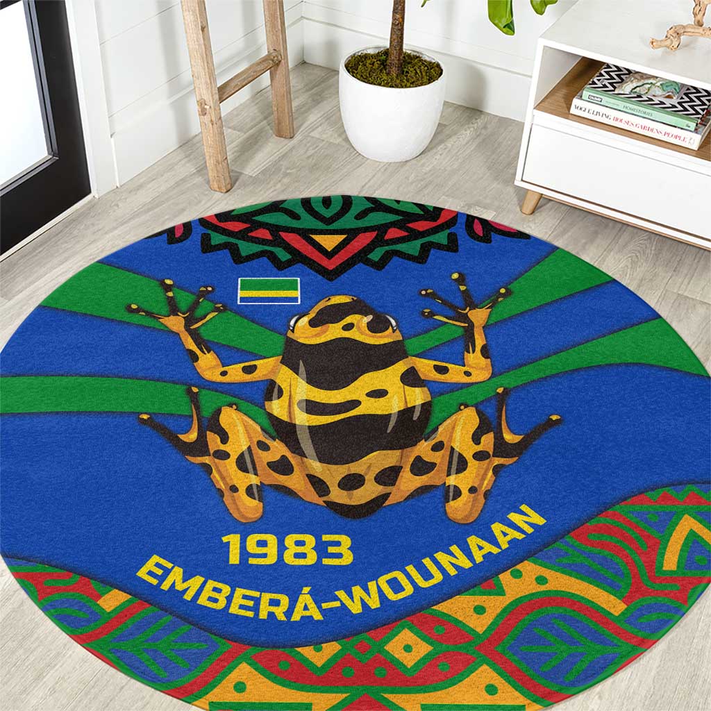 Indigenous Regions of Panama Embera-Wounaan Round Carpet Frog Graphic and Indigenous Pattern Guardians of the Forest - Wonder Print Shop