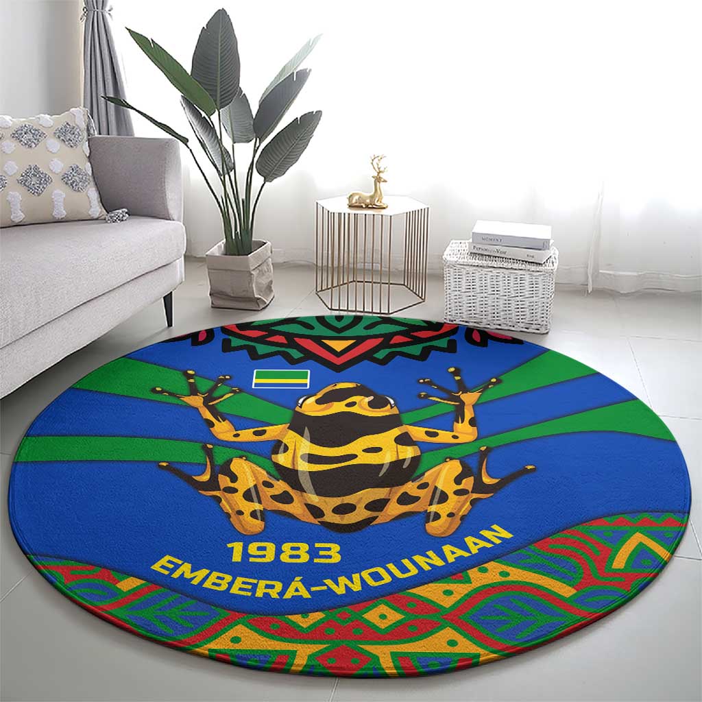 Indigenous Regions of Panama Embera-Wounaan Round Carpet Frog Graphic and Indigenous Pattern Guardians of the Forest - Wonder Print Shop