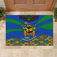 Indigenous Regions of Panama Embera-Wounaan Rubber Doormat Frog Graphic and Indigenous Pattern Guardians of the Forest - Wonder Print Shop