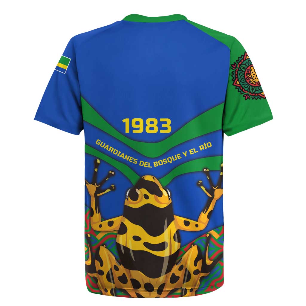 Indigenous Regions of Panama Embera-Wounaan Rugby Jersey Frog Graphic and Indigenous Pattern Guardians of the Forest - Wonder Print Shop