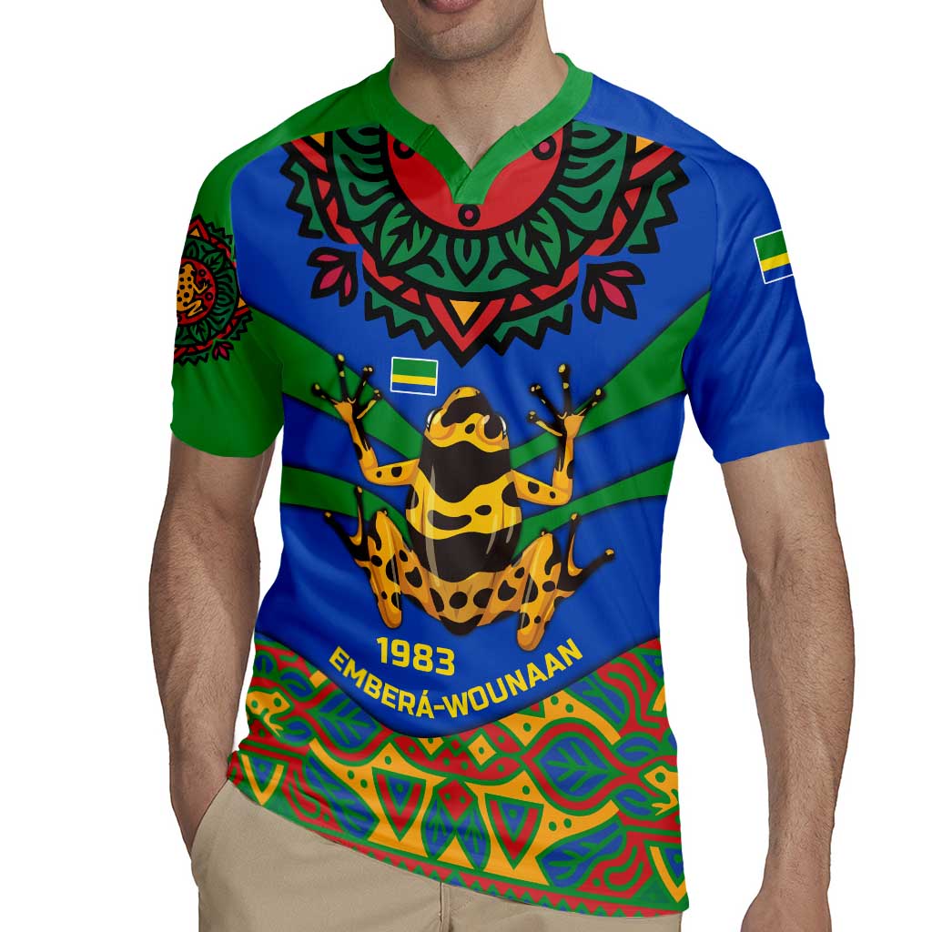 Indigenous Regions of Panama Embera-Wounaan Rugby Jersey Frog Graphic and Indigenous Pattern Guardians of the Forest - Wonder Print Shop