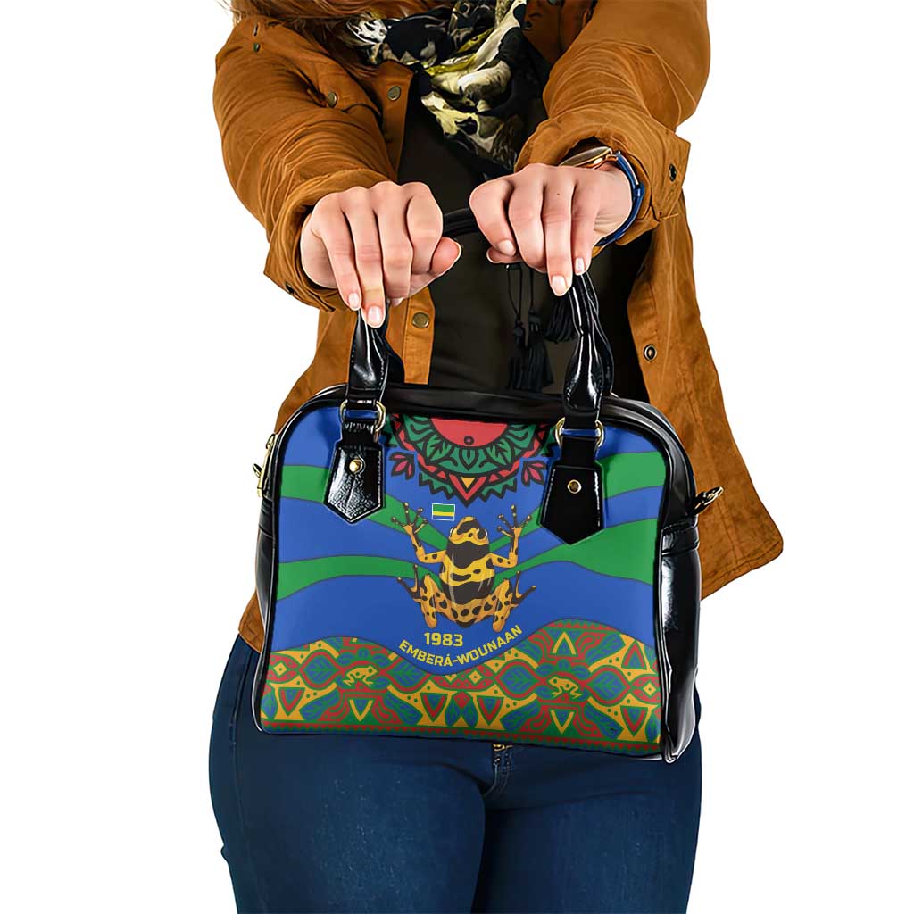 Indigenous Regions of Panama Embera-Wounaan Shoulder Handbag Frog Graphic and Indigenous Pattern Guardians of the Forest - Wonder Print Shop