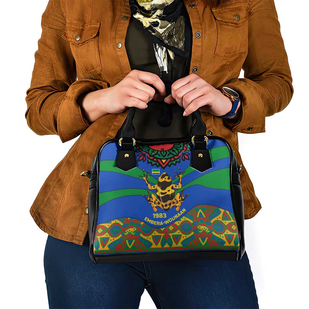 Indigenous Regions of Panama Embera-Wounaan Shoulder Handbag Frog Graphic and Indigenous Pattern Guardians of the Forest - Wonder Print Shop