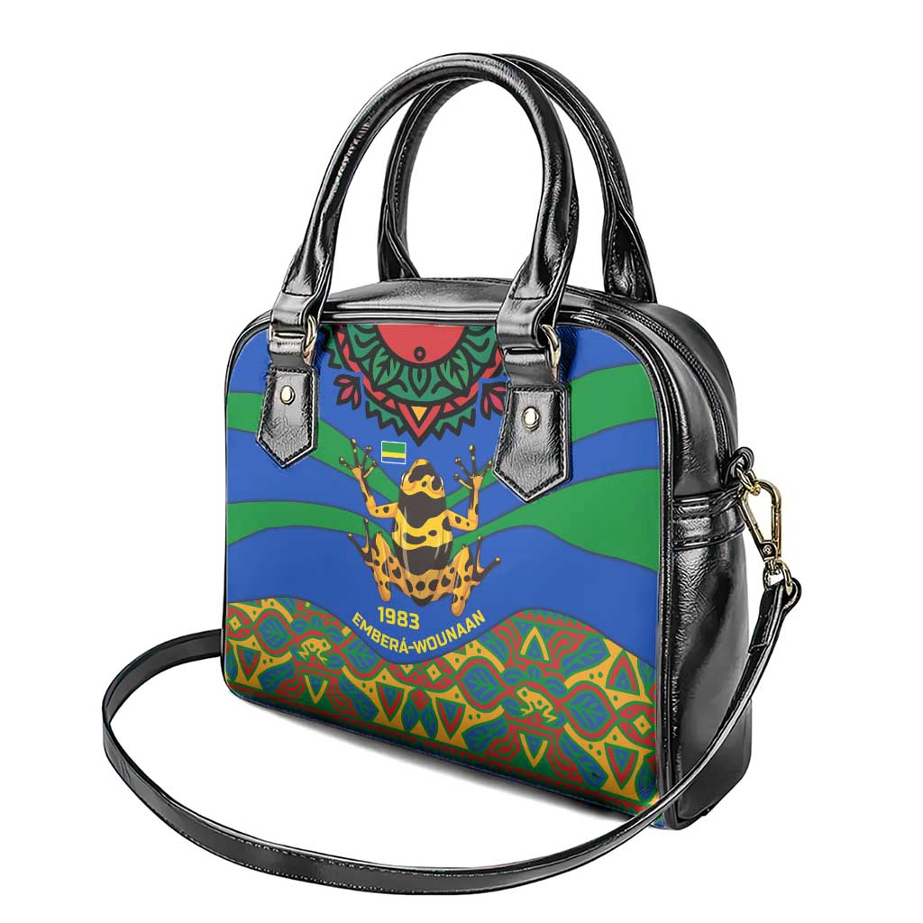 Indigenous Regions of Panama Embera-Wounaan Shoulder Handbag Frog Graphic and Indigenous Pattern Guardians of the Forest - Wonder Print Shop