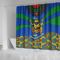 Indigenous Regions of Panama Embera-Wounaan Shower Curtain Frog Graphic and Indigenous Pattern Guardians of the Forest - Wonder Print Shop