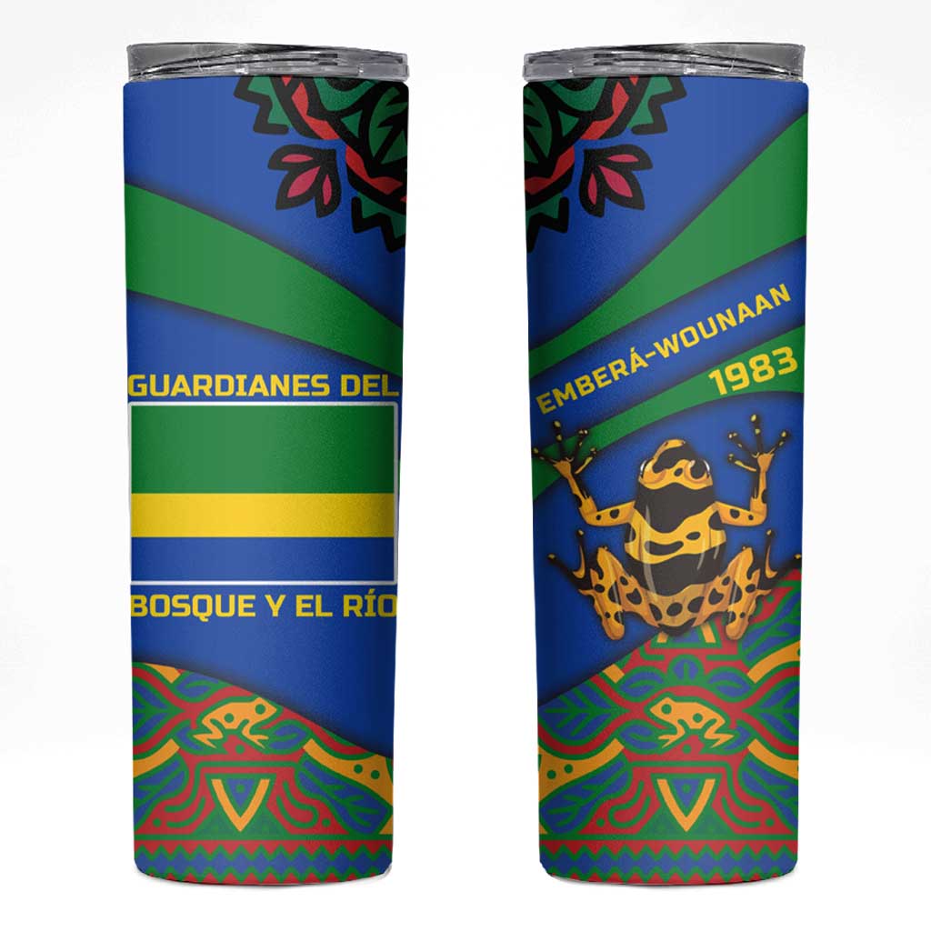 Indigenous Regions of Panama Embera-Wounaan Skinny Tumbler Frog Graphic and Indigenous Pattern Guardians of the Forest - Wonder Print Shop