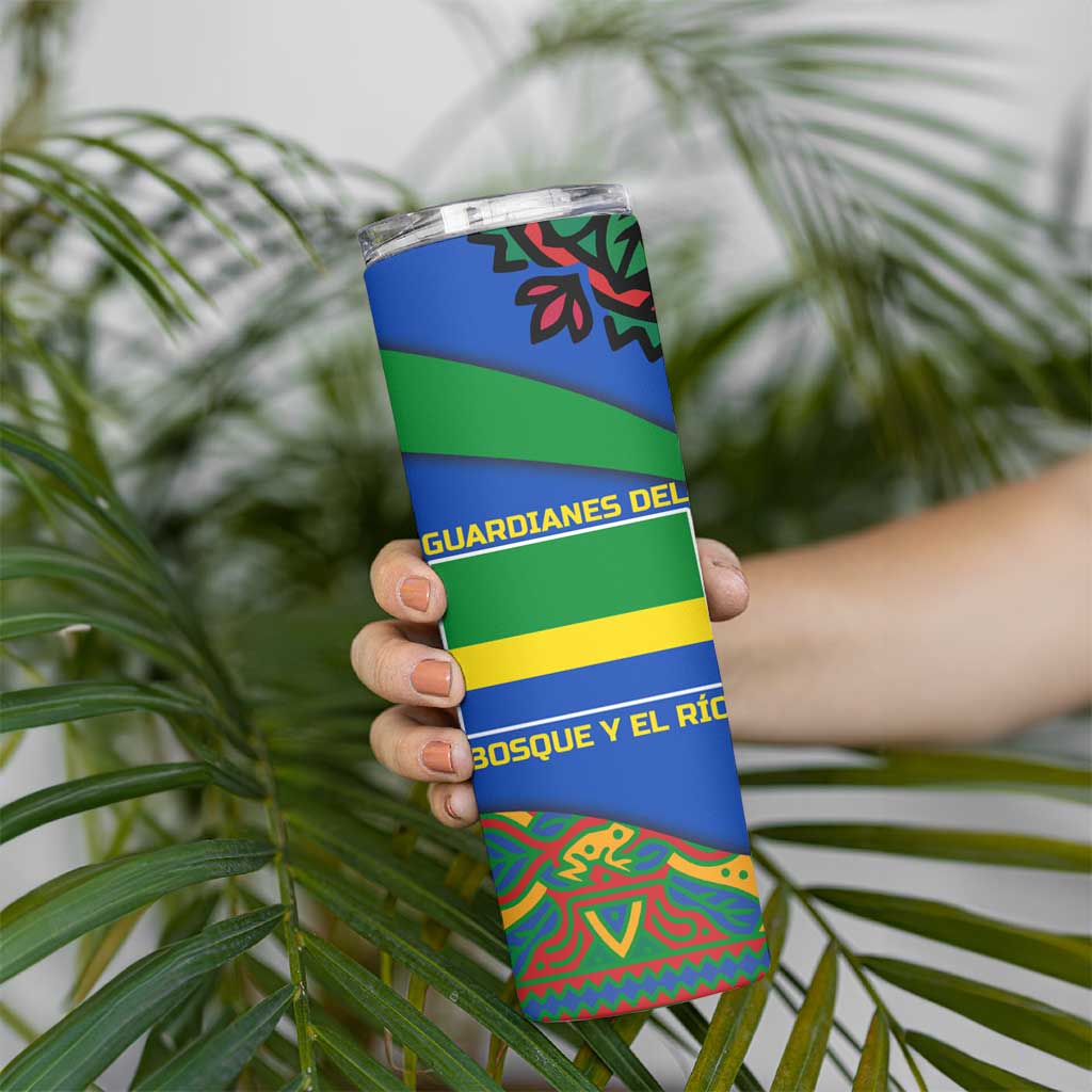 Indigenous Regions of Panama Embera-Wounaan Skinny Tumbler Frog Graphic and Indigenous Pattern Guardians of the Forest - Wonder Print Shop