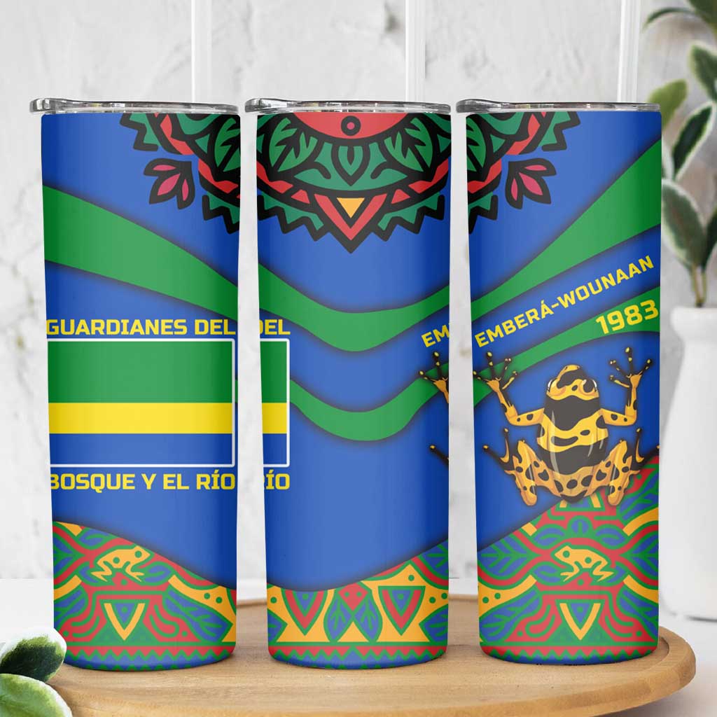 Indigenous Regions of Panama Embera-Wounaan Skinny Tumbler Frog Graphic and Indigenous Pattern Guardians of the Forest - Wonder Print Shop