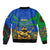 Indigenous Regions of Panama Embera-Wounaan Sleeve Zip Bomber Jacket Frog Graphic and Indigenous Pattern Guardians of the Forest - Wonder Print Shop