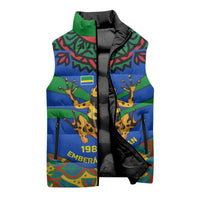 Indigenous Regions of Panama Embera-Wounaan Sleeveless Puffer Jacket Frog Graphic and Indigenous Pattern Guardians of the Forest - Wonder Print Shop