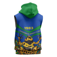 Indigenous Regions of Panama Embera-Wounaan Sleeveless Zip Hoodie Frog Graphic and Indigenous Pattern Guardians of the Forest - Wonder Print Shop