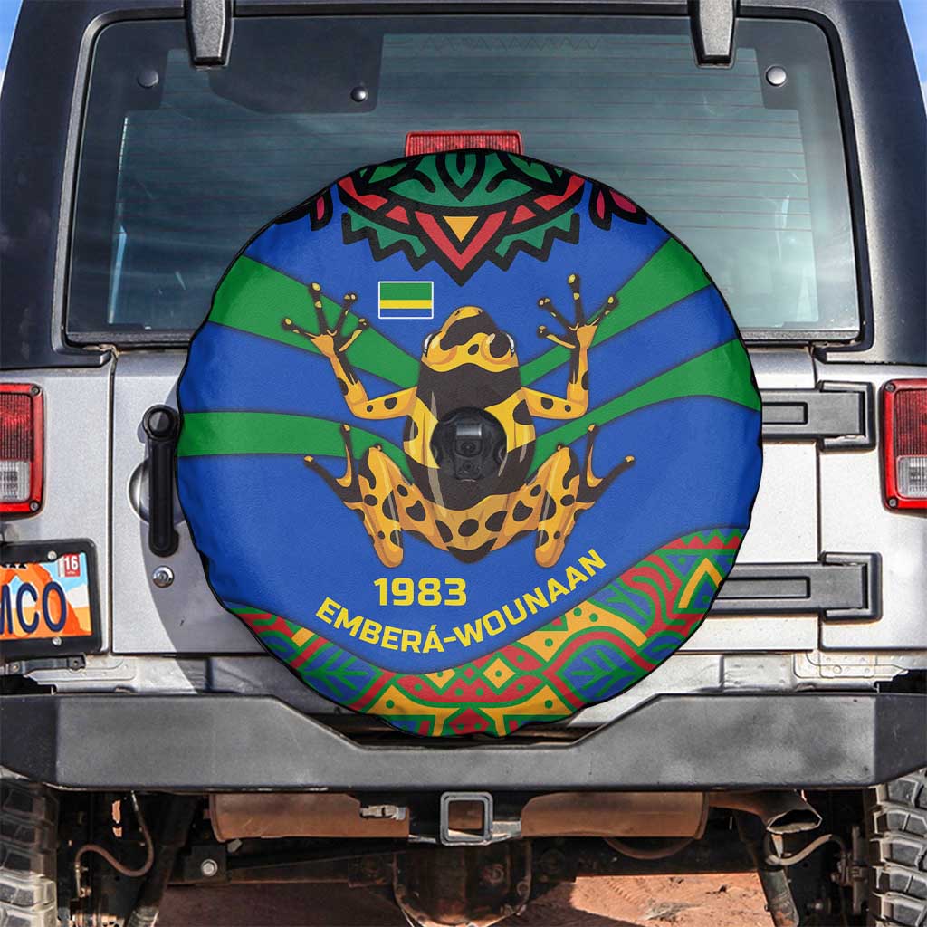 Indigenous Regions of Panama Embera-Wounaan Spare Tire Cover Frog Graphic and Indigenous Pattern Guardians of the Forest - Wonder Print Shop
