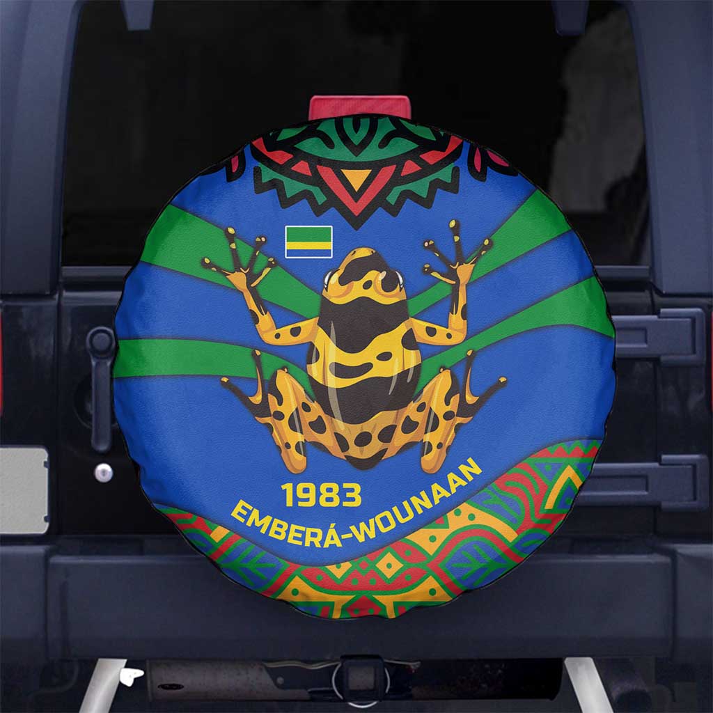 Indigenous Regions of Panama Embera-Wounaan Spare Tire Cover Frog Graphic and Indigenous Pattern Guardians of the Forest - Wonder Print Shop