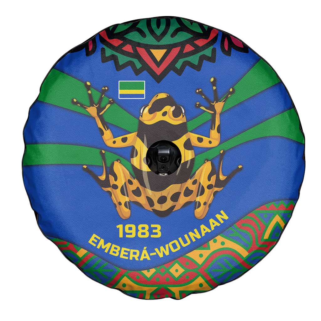 Indigenous Regions of Panama Embera-Wounaan Spare Tire Cover Frog Graphic and Indigenous Pattern Guardians of the Forest - Wonder Print Shop