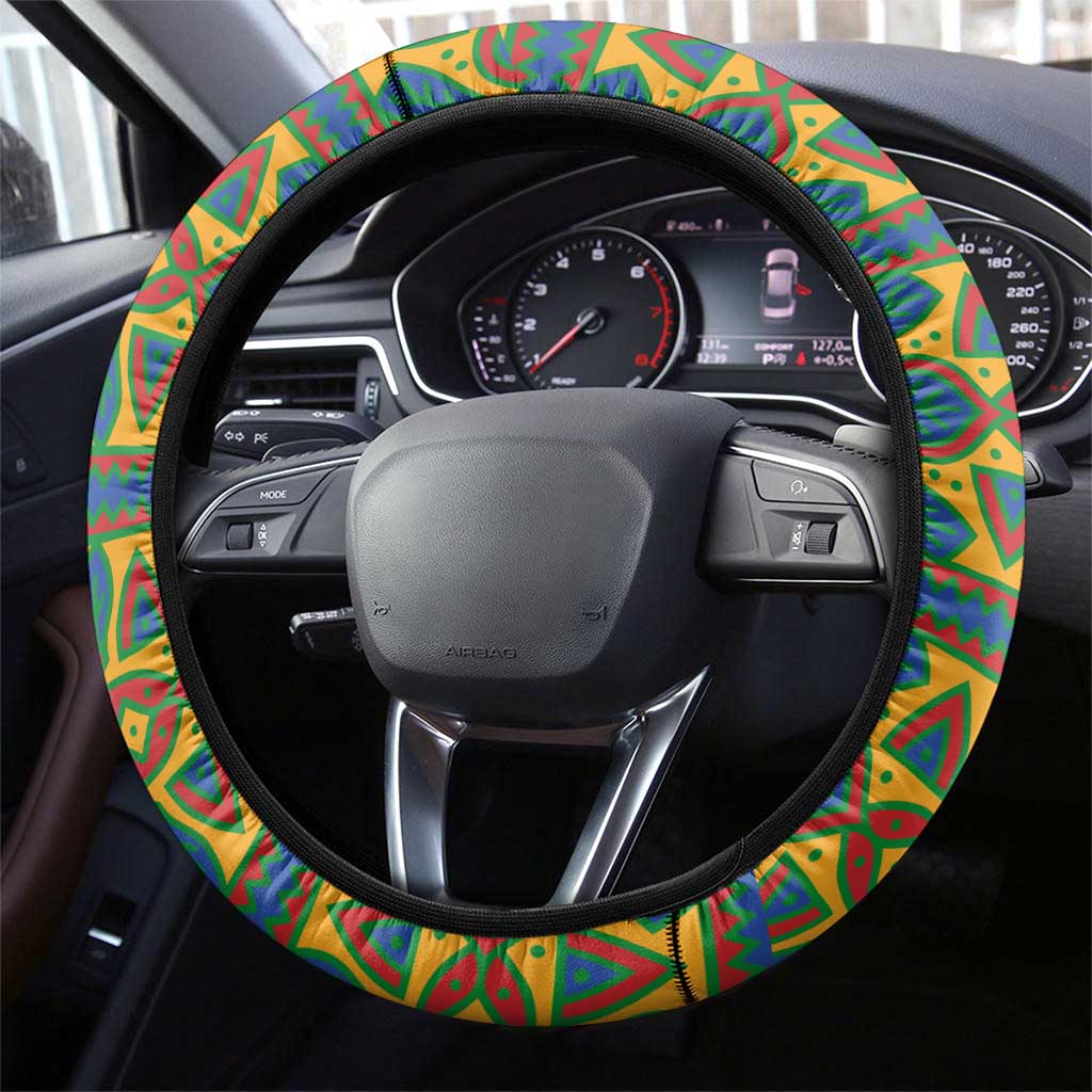 Indigenous Regions of Panama Embera-Wounaan Steering Wheel Cover Frog Graphic and Indigenous Pattern Guardians of the Forest - Wonder Print Shop