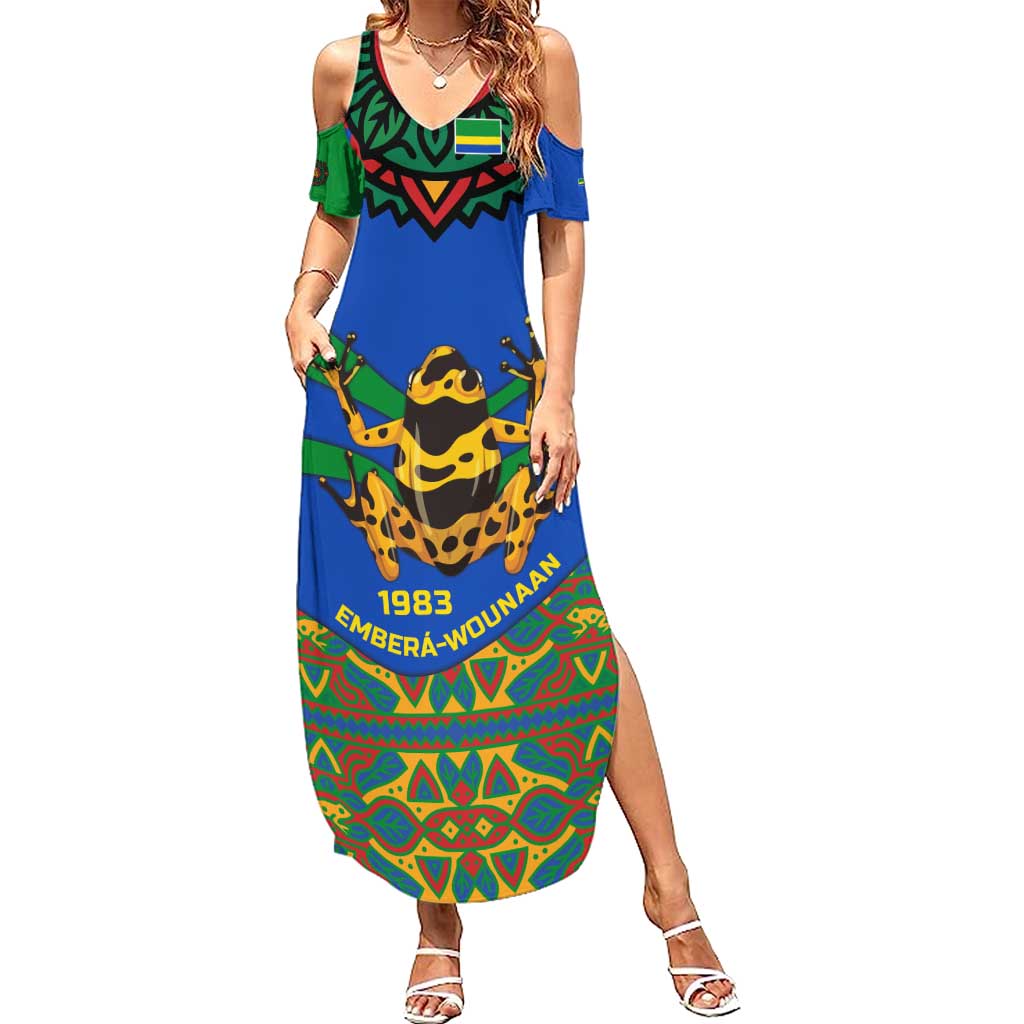 Indigenous Regions of Panama Embera-Wounaan Summer Maxi Dress Frog Graphic and Indigenous Pattern Guardians of the Forest - Wonder Print Shop