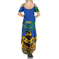 Indigenous Regions of Panama Embera-Wounaan Summer Maxi Dress Frog Graphic and Indigenous Pattern Guardians of the Forest - Wonder Print Shop