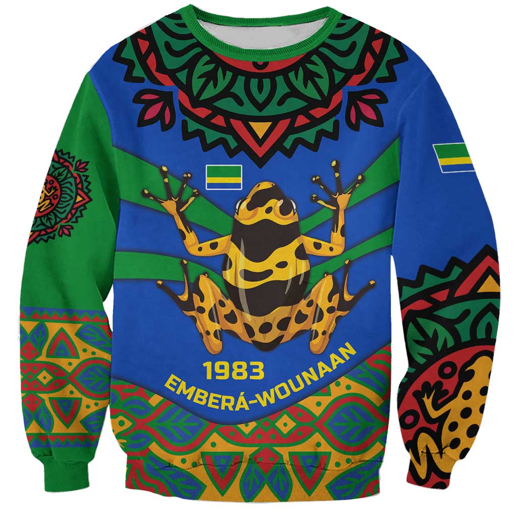 Indigenous Regions of Panama Embera-Wounaan Sweatshirt Frog Graphic and Indigenous Pattern Guardians of the Forest - Wonder Print Shop