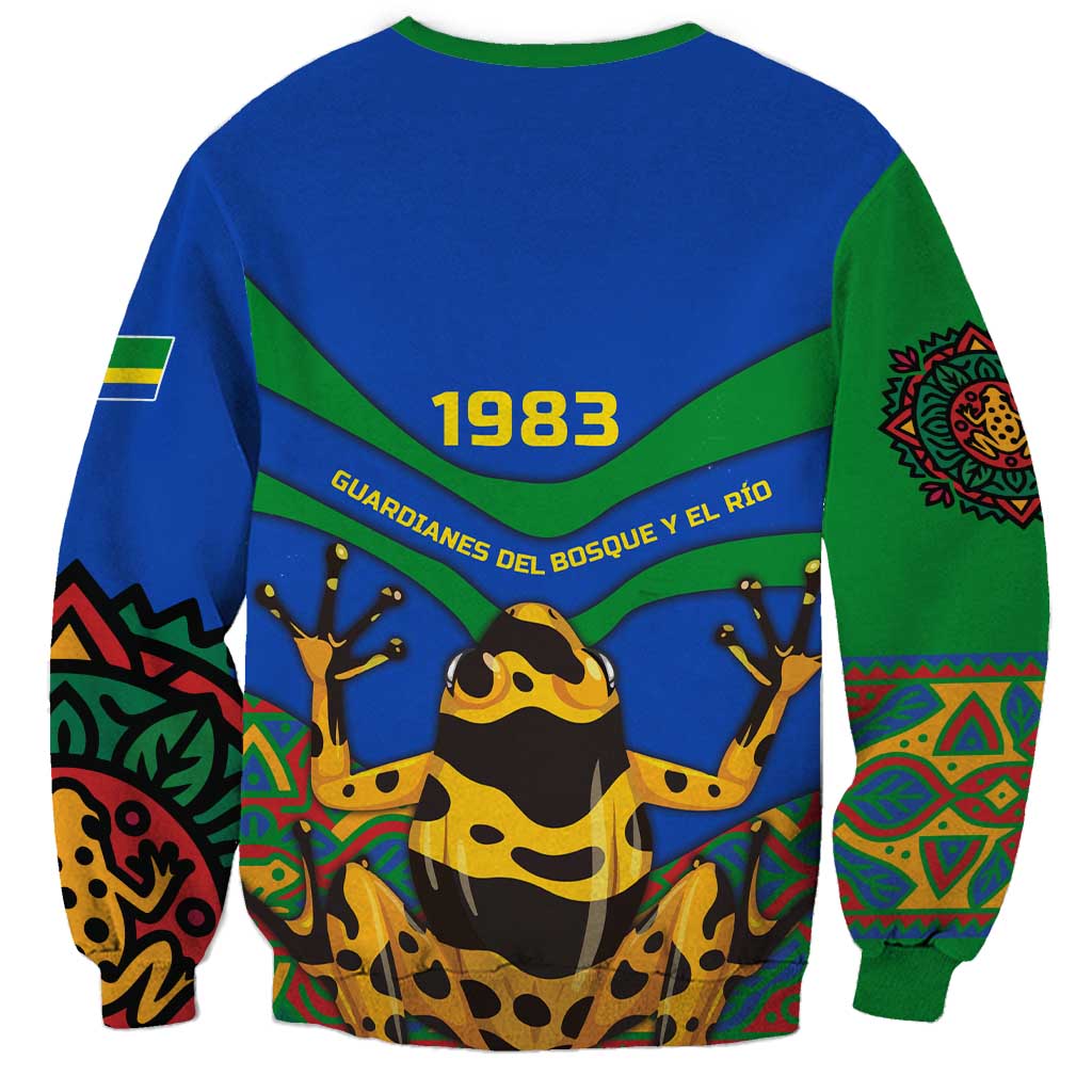 Indigenous Regions of Panama Embera-Wounaan Sweatshirt Frog Graphic and Indigenous Pattern Guardians of the Forest - Wonder Print Shop