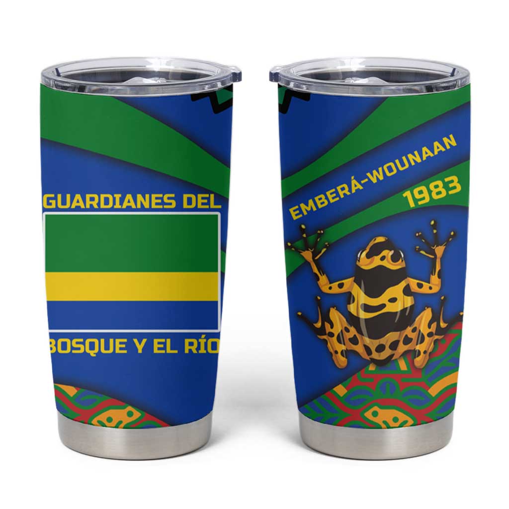Indigenous Regions of Panama Embera-Wounaan Tumbler Cup Frog Graphic and Indigenous Pattern Guardians of the Forest - Wonder Print Shop