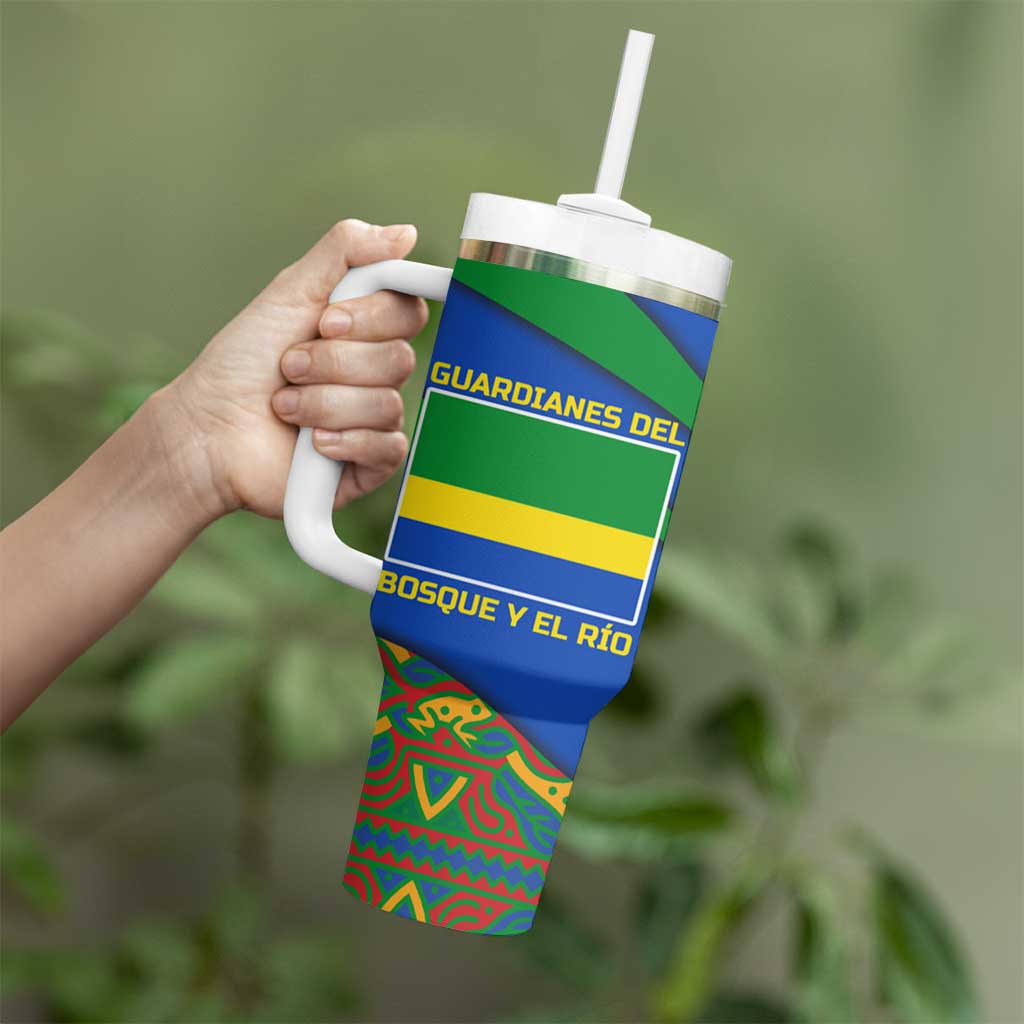 Indigenous Regions of Panama Embera-Wounaan Tumbler With Handle Frog Graphic and Indigenous Pattern Guardians of the Forest - Wonder Print Shop
