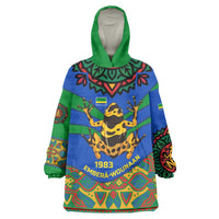 Indigenous Regions of Panama Embera-Wounaan Wearable Blanket Hoodie Frog Graphic and Indigenous Pattern Guardians of the Forest - Wonder Print Shop