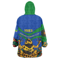 Indigenous Regions of Panama Embera-Wounaan Wearable Blanket Hoodie Frog Graphic and Indigenous Pattern Guardians of the Forest - Wonder Print Shop