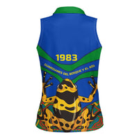 Indigenous Regions of Panama Embera-Wounaan Women Sleeveless Polo Shirt Frog Graphic and Indigenous Pattern Guardians of the Forest - Wonder Print Shop